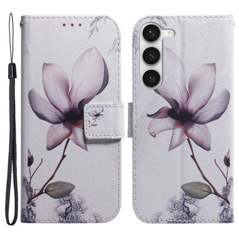 Folio-fodral Samsung Galaxy S23 Plus 5G Rosa Blomma