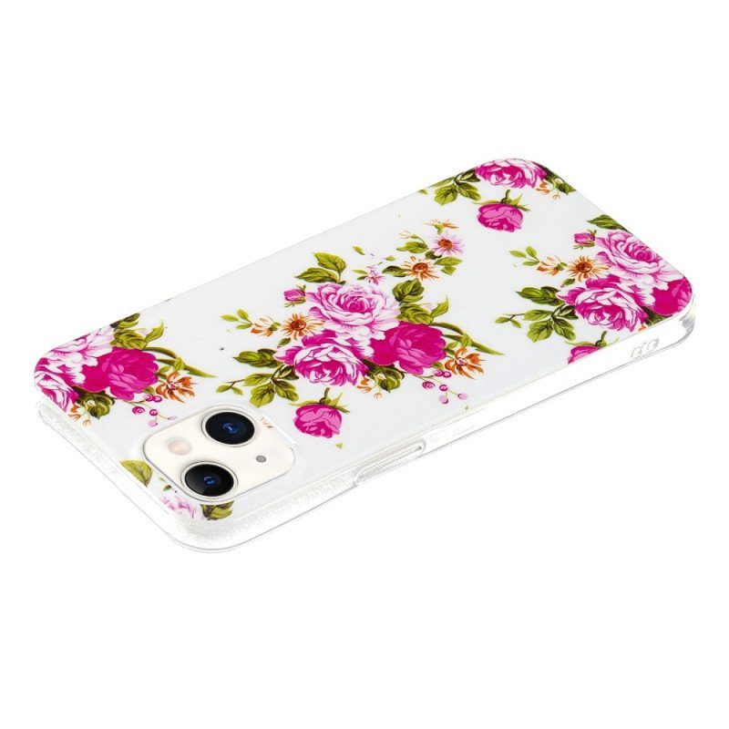 Mobilskal iPhone 15 Plus Fluorescerande Blommor