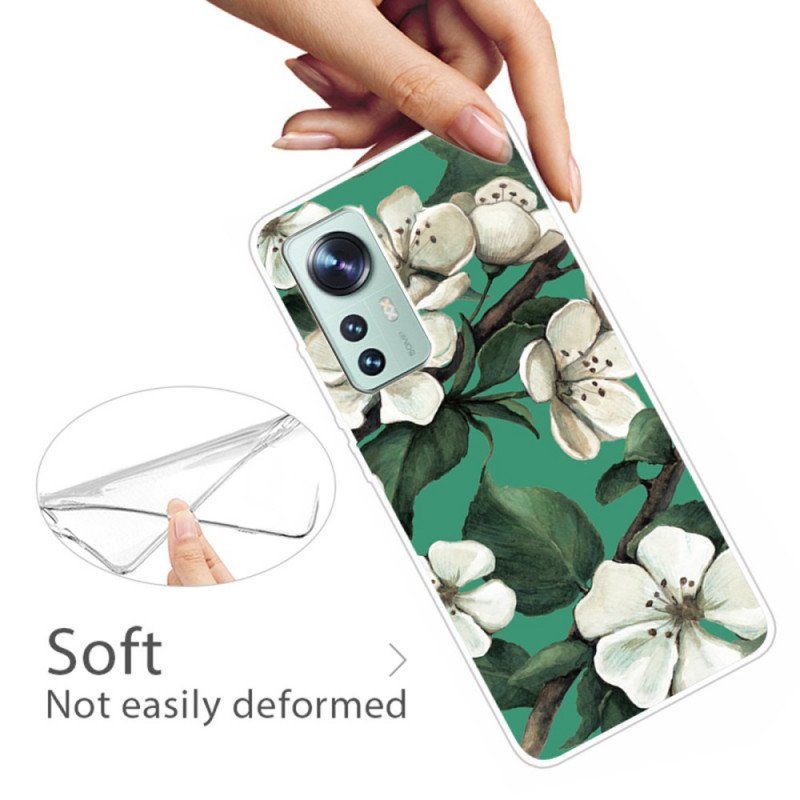 Skal Xiaomi 12 Pro Silikon Vita Blommor